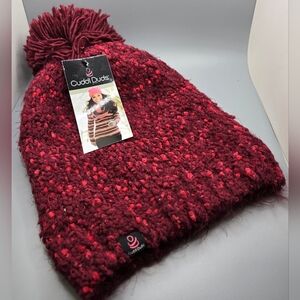 Cuddl Duds Winter Hat w/ PomPom Wmns Soft & Warm Chenille Yarn NWT
